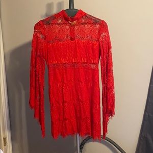 Red lace dress